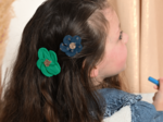 Flower petal hair slide small  bright green