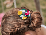 Flower petal hair slide small  agrumes pop