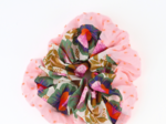 Large Two-Tone Scrunchie fleur de thé - plumetis corail