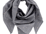 Pom pom scarf gauze gray gold