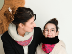 Adult Fur scarf snood badiane framboise