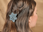 Star flower hairslide vichy noir