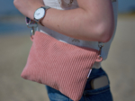 Coton clutch bag blush pink corduroy