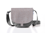 Flap of small shoulder bag gray copper triangle
