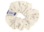 Small scrunchie gaze pois or écru