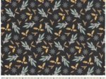 Fabric coupon ex2315 holly foliage black gold