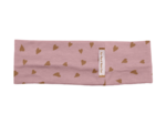 Stretch jersey headband  caramel heart pink