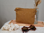 Tiny coton clutch bag gaze pois or caramel