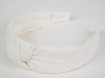 Large Crossed Headband starry white english embroidery 
