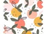35cm coated fabric coupon ex2519 white peach round of fruits