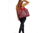 Pleated tote bag - Medium size vermilion foliage