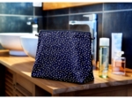 Cosmetic bag with flap navy gold star