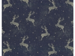 Cotton fabric ex2555 christmas starry reindeer gold navy