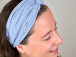 crossed headband gaze pois or bleu baltique