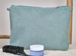 Cosmetic bag with flap lichen corduroy