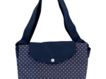 Tote bag with a zip navy blue spots