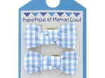 Small bows hair clips sky blue gingham