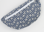 Small banana bag navy embroidered gingham