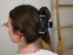 Large Rectangular Hair Clip lacquered navy