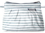 Mini Pleated clutch bag striped blue gray glitter