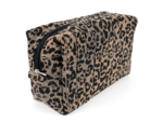 Rectangular toiletry bag mocha quilted leopard