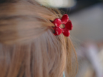 Small Flower Hair Clip glossy red
