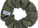 Small scrunchie gaze pois or kaki