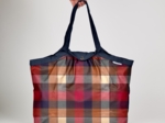 Pleated tote bag - Medium size ruby lurex tartan