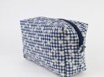 Rectangular toiletry bag navy embroidered gingham