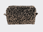 Rectangular toiletry bag mocha quilted leopard