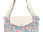 Tote bag with a zip champêtre bleuté