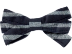 Ribbon bow hair slide striped silver dark blue