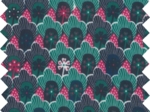Coated fabric fuchsia green geometrical flowers ex1072