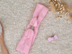 Jersey knit baby headband light pink