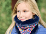 Children fur scarf snood hippie fleurie