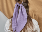 Long tail scrunchie gaze lilas