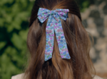 Medium ribbon hair clip pastel fleuri