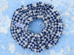Scrunchie navy embroidered gingham