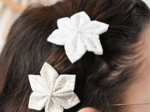 Star flower hairslide english embroidery