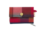 Mini coin purse pouch ruby lurex tartan