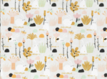 Cotton fabric water green rabbit