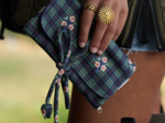 Jewelry pouch tartan fleuri