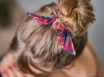 Bunny ear Scrunchie tartan rouge