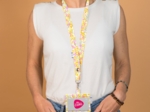 Badge Holder mimosa jaune rose