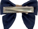 Mini bow tie clip blue english embroidery