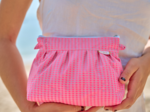 Pleated clutch bag neon pink gingham