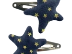 Star hair-clips navy gold star