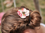 Flower petal hair slide small  petits coeurs