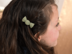 Mini sweet hairslide almond green with golden dots gauze