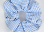 Large Piping Scrunchie sky blue gingham